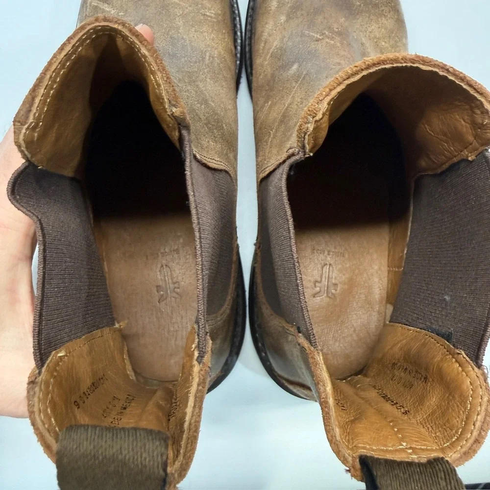 Frye‎ Seth Chelsea Boot Men 9 D Brown Chocolate Patina Classic